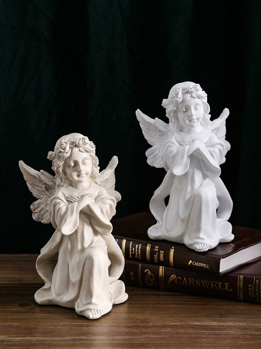 European Style Retro Young Adult Angel Ornaments American Style Resin Plaster Statue Little Angel Girl Table Decorations Furnishings