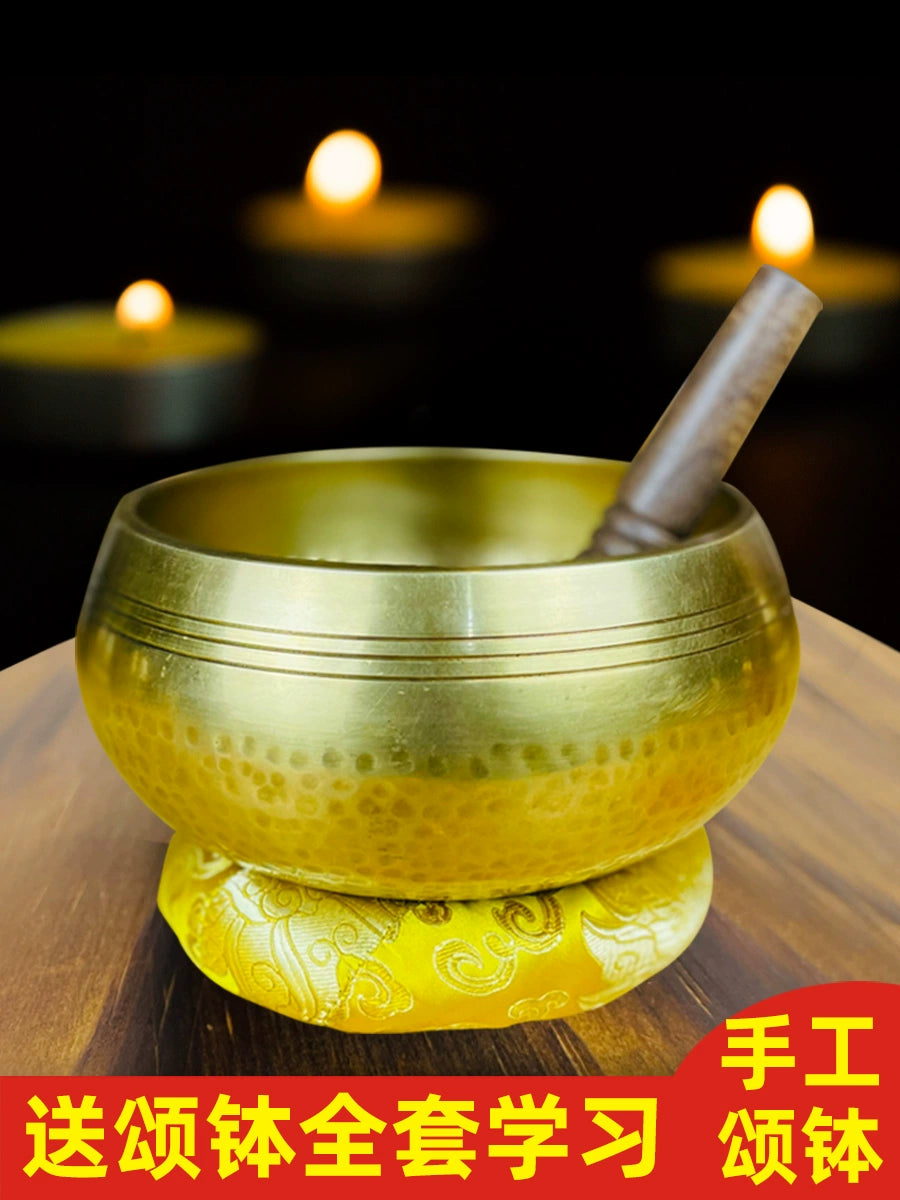 Himalaya Bowl Nepal Handmade Copper Chime Stone Yoga Meditation Sound Therapy Buddha Sound Bowl Offering Water Bowl Quiet Heart Picking Ear and Fanyin Recitation Alms Bowl