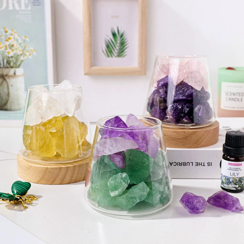 Natural Crystal Fire-Free Aromatherapy Crystal Small Night Lamp Indoor Fragrant Stone Aromatherapy Stone Fragrance Small Night Lamp Gift