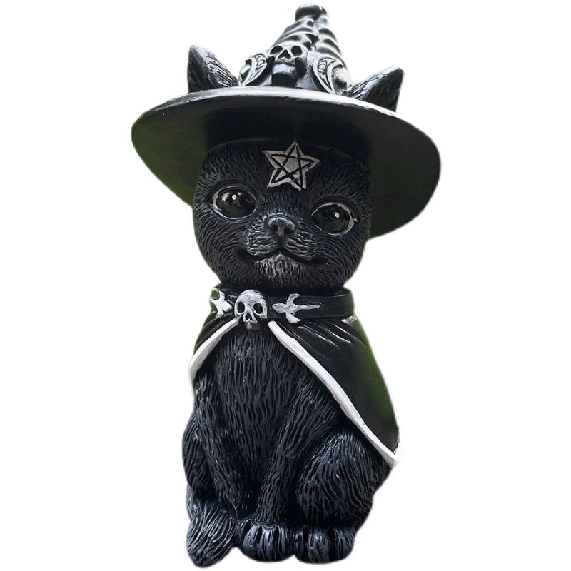 Halloween Magic Cute Cat Resin Crafts Small Ornaments Animal Sculpture Gift Desktop Dark Decorations