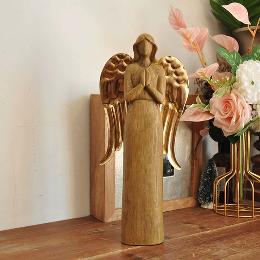 Export Countryside Retro Imitation Wood Carving Prayer Angel Girl Resin Decorations Decorations Gift