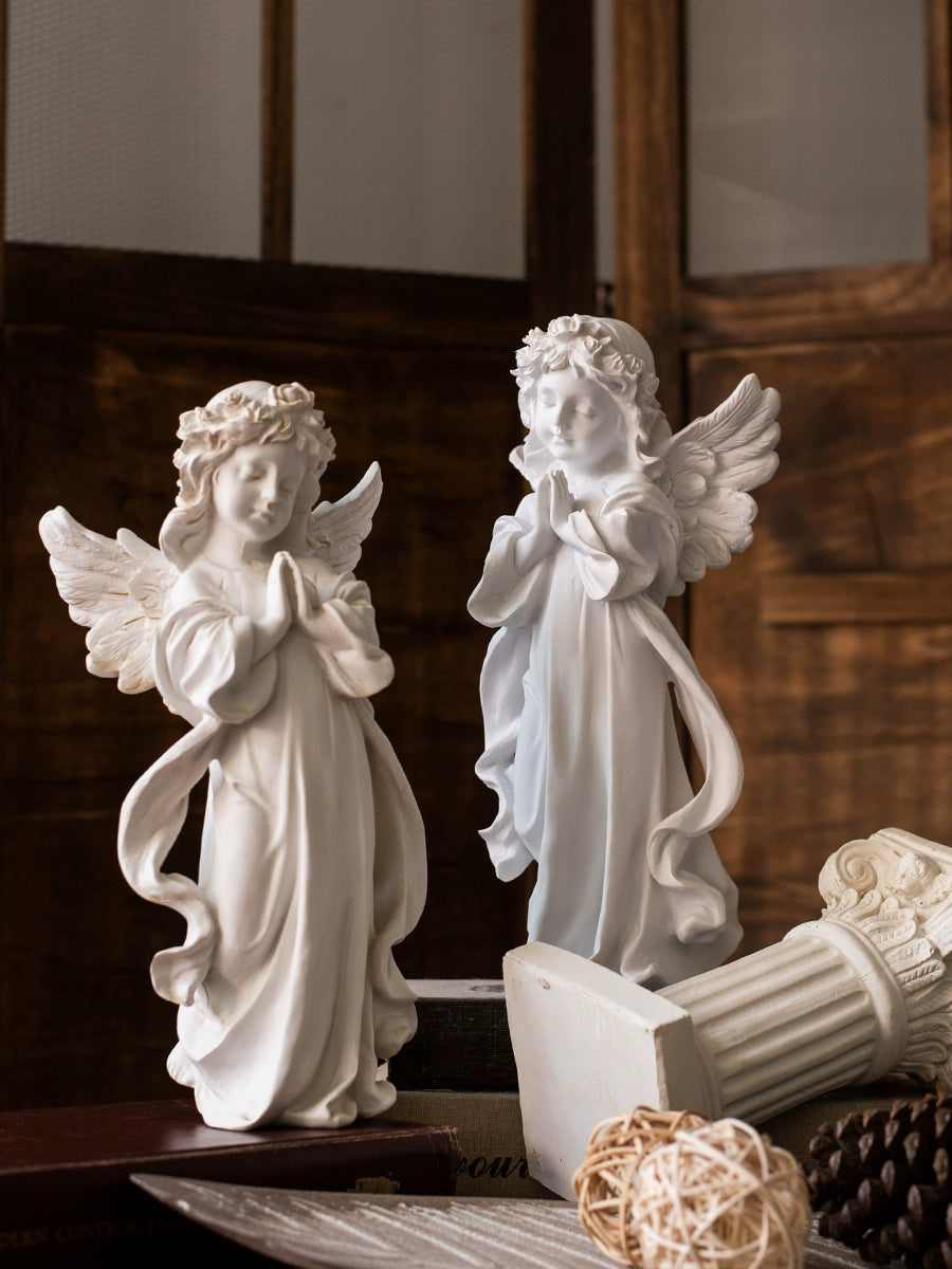 JK Jkmoodesign American and European Style Retro Distressed Resin Plaster Young Adult Angel Angel Desktop Furnishings Ornaments