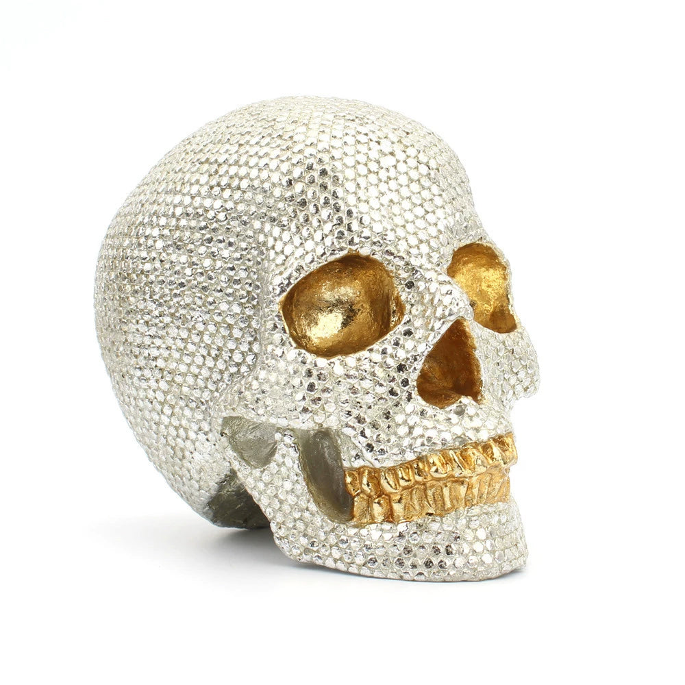 Cross-Border Fashion Home Champa Flower Skull Decoration Creative Resin Black Skull Spoof Table Decorations Collection