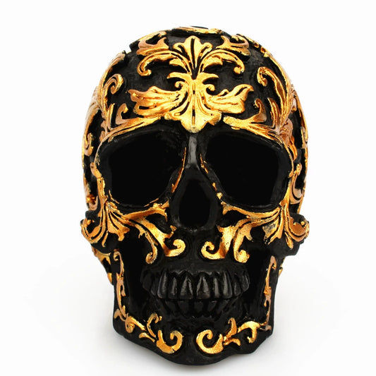 Cross-Border Fashion Home Champa Flower Skull Decoration Creative Resin Black Skull Spoof Table Decorations Collection