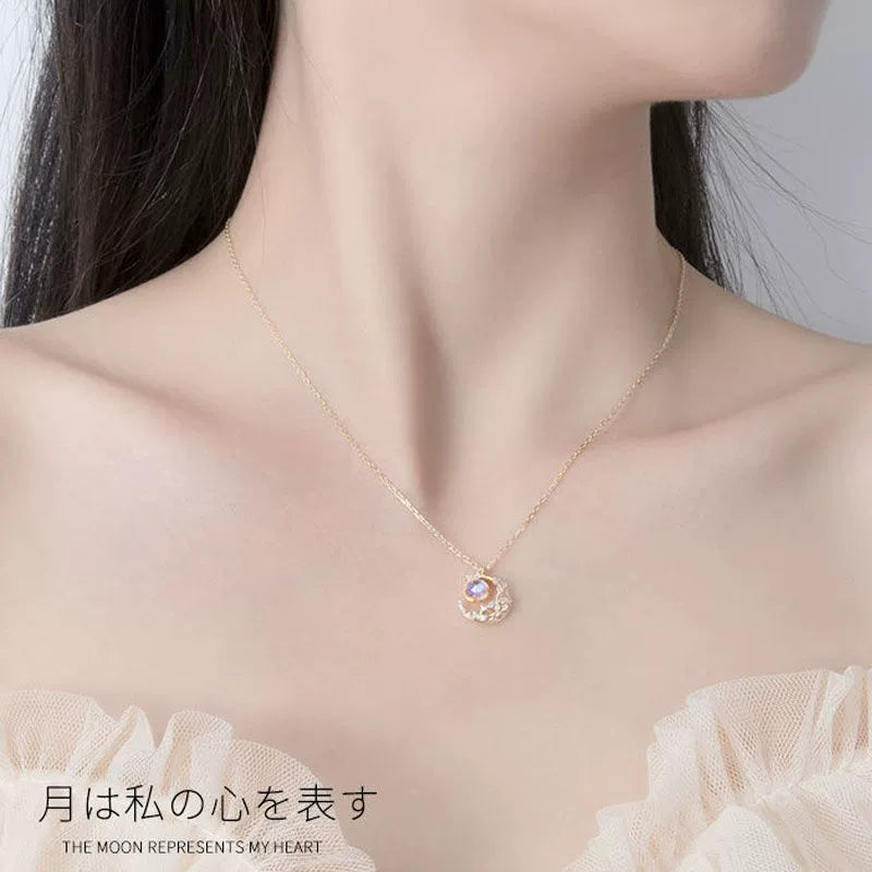 Moon Fairy Necklace Female Student Clavicle Chain Mother's Day Goddess Festival 520 Birthday Girlfriends Girlfriend Valentine Gift