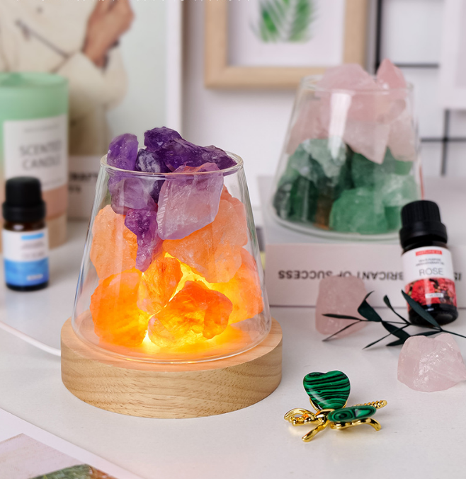 Natural Crystal Fire-Free Aromatherapy Crystal Small Night Lamp Indoor Fragrant Stone Aromatherapy Stone Fragrance Small Night Lamp Gift