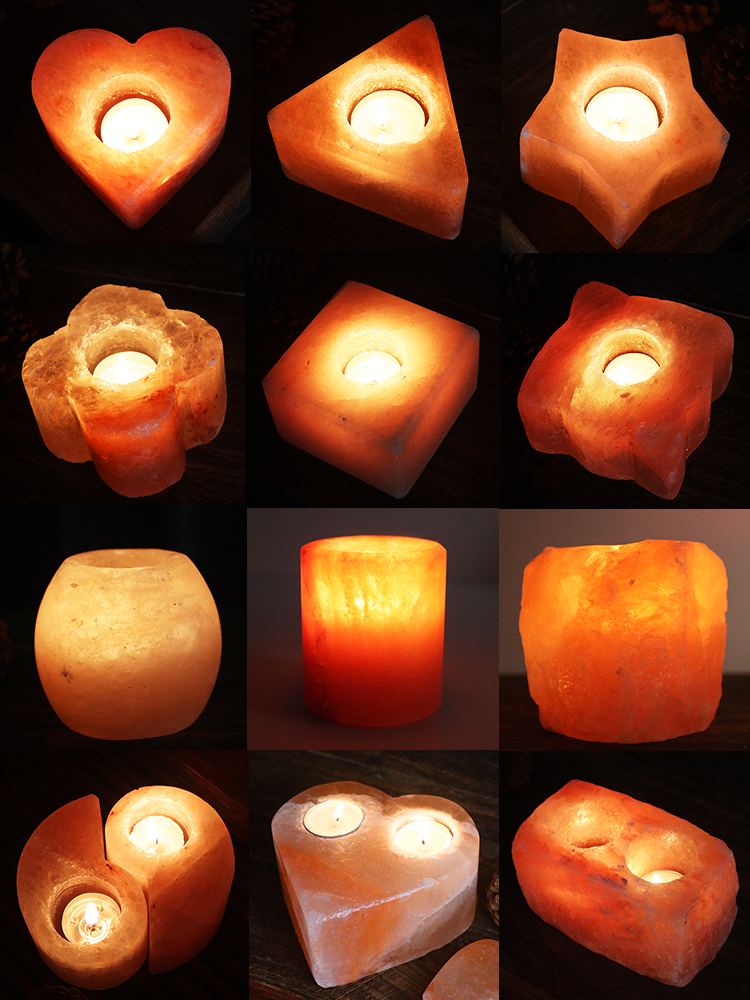 Imported Himalaya Natural Crystal Salt Light European Style Ornaments Romantic Candlelight Dinner Candlestick Buddha Lamp Buddha Supplies