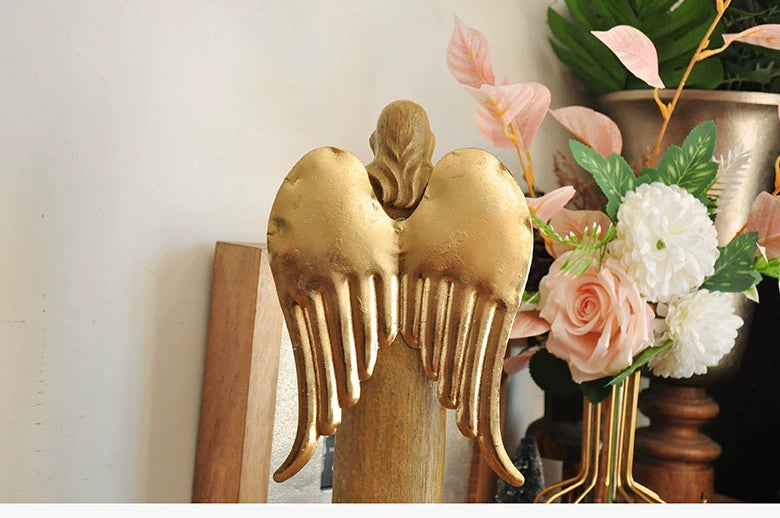 Export Countryside Retro Imitation Wood Carving Prayer Angel Girl Resin Decorations Decorations Gift