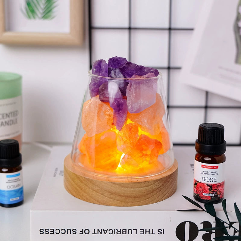 Natural Crystal Fire-Free Aromatherapy Crystal Small Night Lamp Indoor Fragrant Stone Aromatherapy Stone Fragrance Small Night Lamp Gift