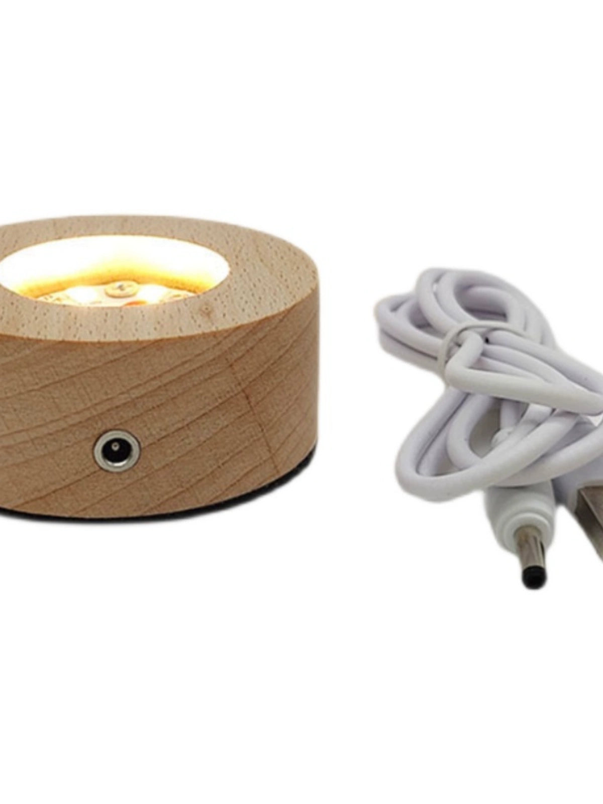 USB Charging Solid Wood LED Light Colorful Dimming Crystal Ball Small Night Lamp Portable Touch Control Luminous Base