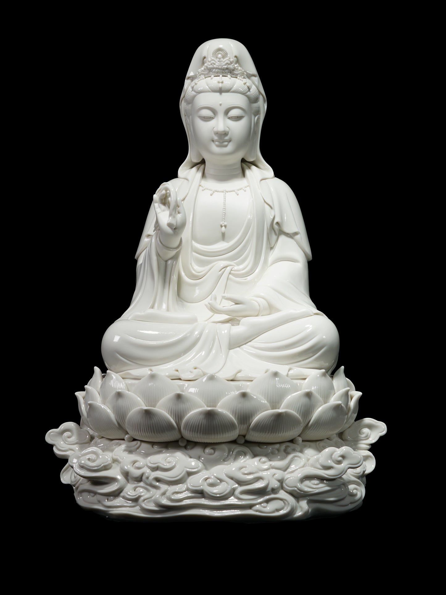 Xiangyun Avalokitesvara Bodhisattva Household Ceramic Ornaments Blanc De Chine Pure Handmade Ceramics Crafts Living Room Desktop