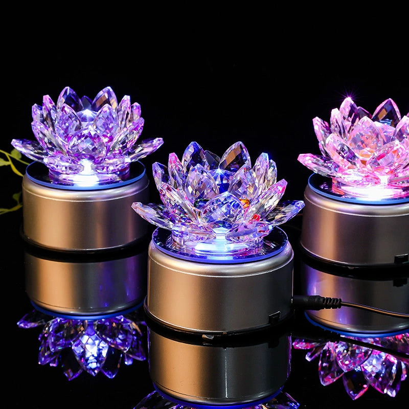 Led Lotus Lamp Desktop Accessories Crystal Ornament Decoration Lamp for Buddha Worship Charging Lotus Lamp Household Changming Buddha Hall Lamp