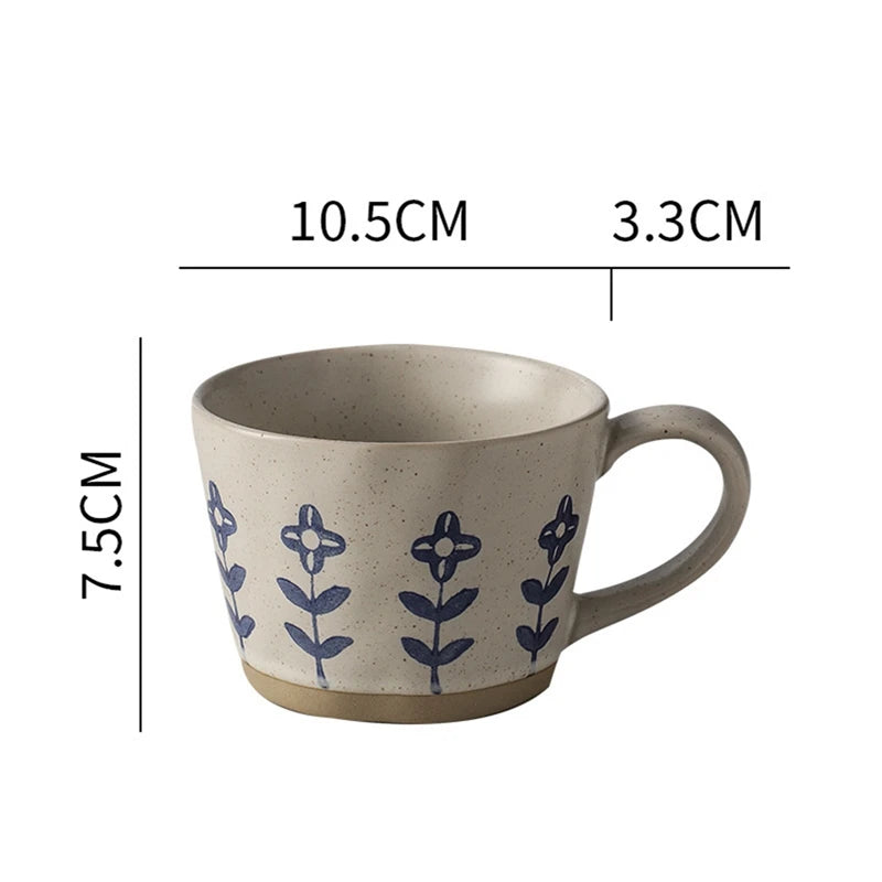 Ceramic Latte Mug 13.4oz Porcelain Coffee Cups with Handle Boho Cup for Tea Hot Cocoa Cappuccino Home Office Cafe Birthday Gift
