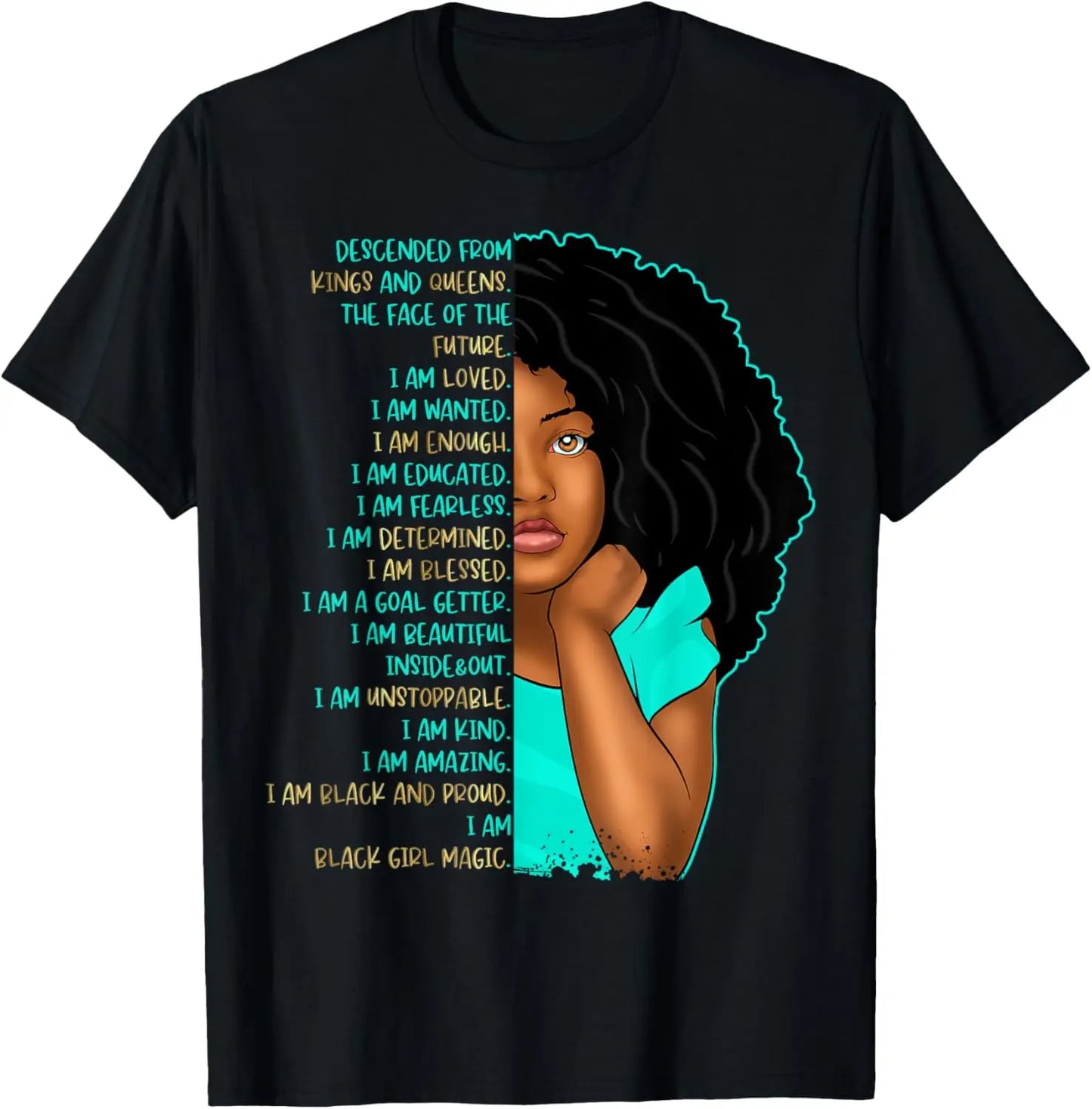 Girls Black Pride Self Care Black Girl Affirmations Kids T-Shirt