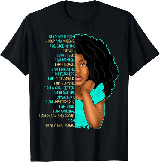 Girls Black Pride Self Care Black Girl Affirmations Kids T-Shirt