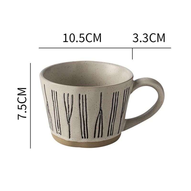 Ceramic Latte Mug 13.4oz Porcelain Coffee Cups with Handle Boho Cup for Tea Hot Cocoa Cappuccino Home Office Cafe Birthday Gift
