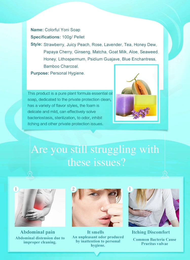 Colorful Yoni Soap Feminine Hygiene 100% natural vaginal Cleaning facial care rose lavender Yoni Wash Vaginal tightening