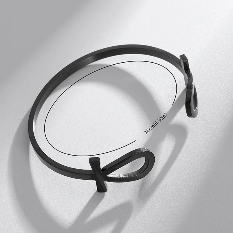Stainless Steel Ankh Bracelet for Women Vintage Key of Life Cuff Bracelet Men Ancient Egyptian Amulet Jewelry Gift