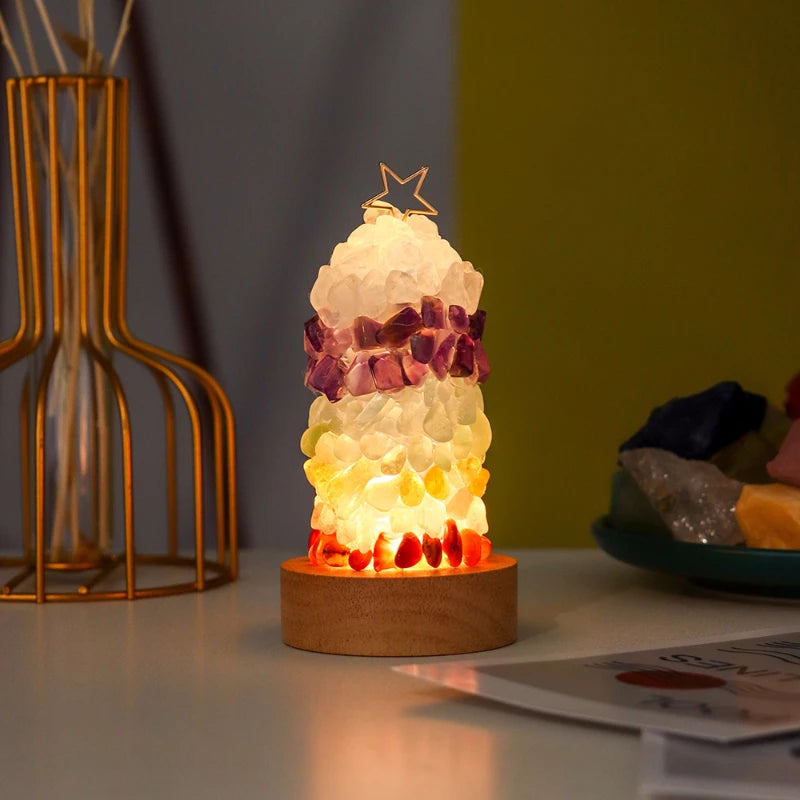 Creative Handmade Natural Colorful Crystal Gravels Night Light Amethyst Clear Quartz Cute Christmas Kids Gift Bedroom Decoration