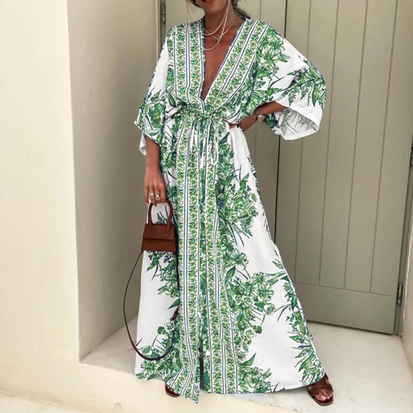 Dresses For Women 2024 Wedding Guest Boho Print Half Sleeve Dress Women Fashion Japanese Kimono Cardigan Vintage Woman Clothing