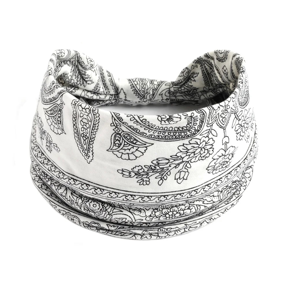 Bohemian Style Elastic Hair Bands Yoga Headband Women Headwear Print Vintage Cross Unisex Scrunchies Hair Accessories