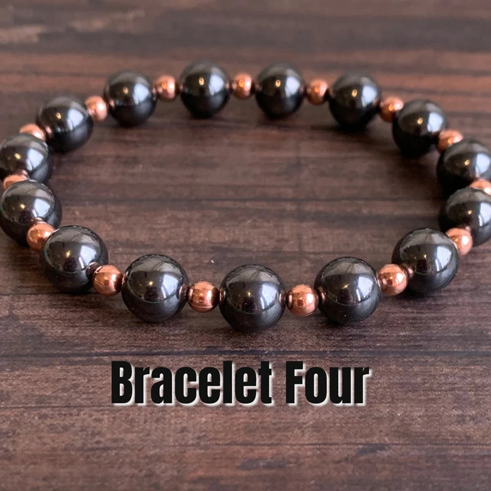 Ruberthen Genuine Copper & Magnetic Hematite Wrist Mala Bracelet High Quality Women`s Mala Spiritual Energy Bracelet