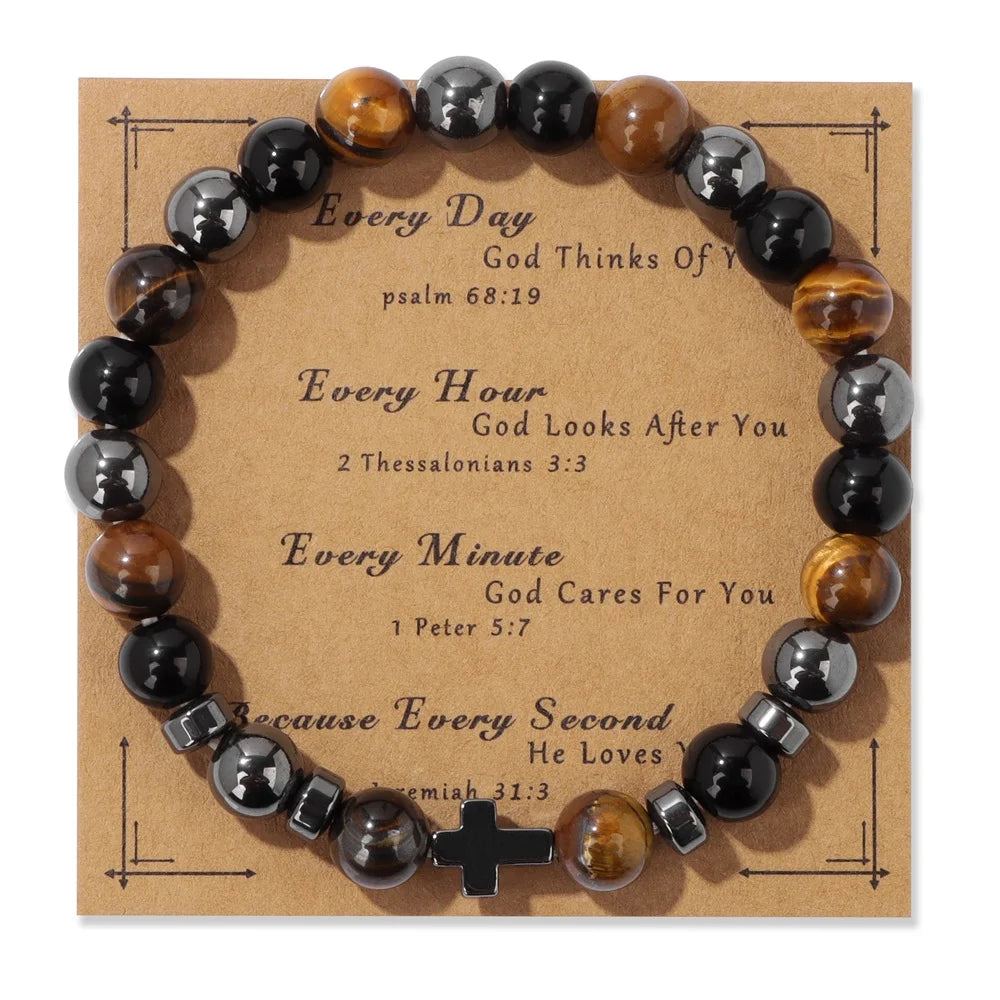 Fashion Tiger Eye Beaded Bracelet Natural Stone Stretch Bracelet With Different Blessings Women Men Protection Spiritual Jewelry
