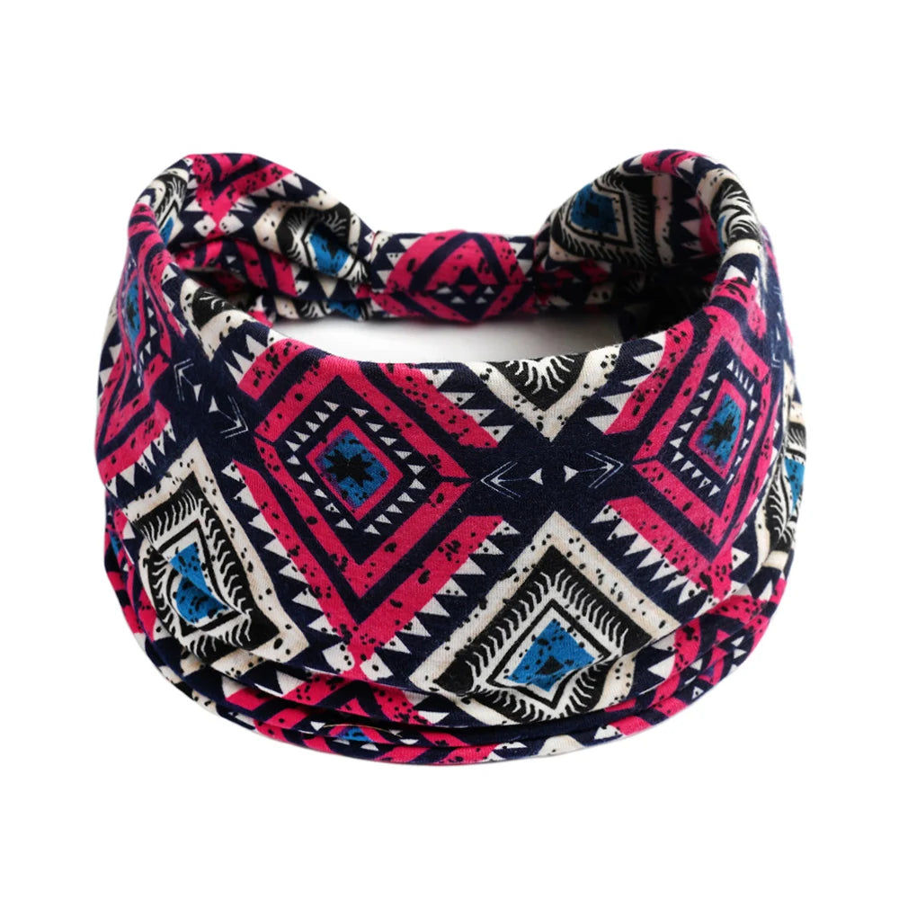 Bohemian Style Elastic Hair Bands Yoga Headband Women Headwear Print Vintage Cross Unisex Scrunchies Hair Accessories