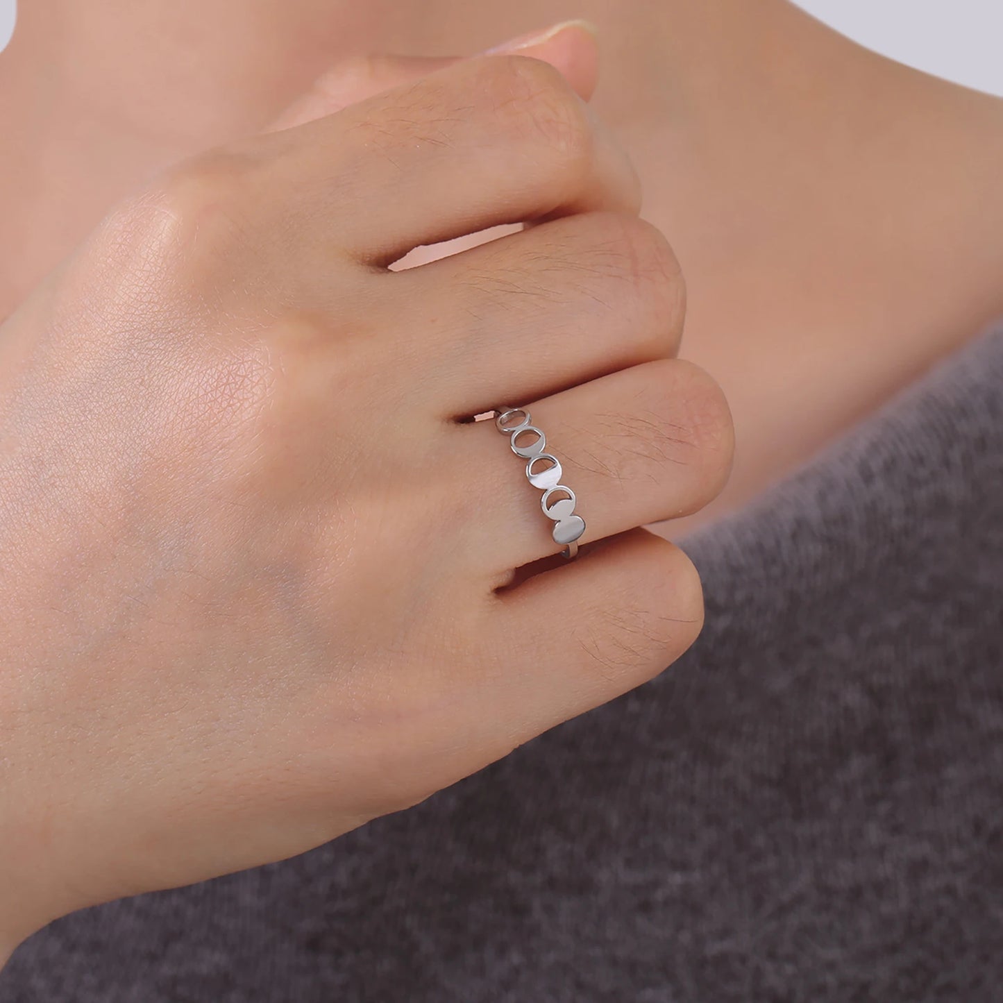 Skyrim Moon Phase Ring Stainless Steel Witch Amulet Finger Rings Fashion Celestial Jewelry Birthday Gift for Women