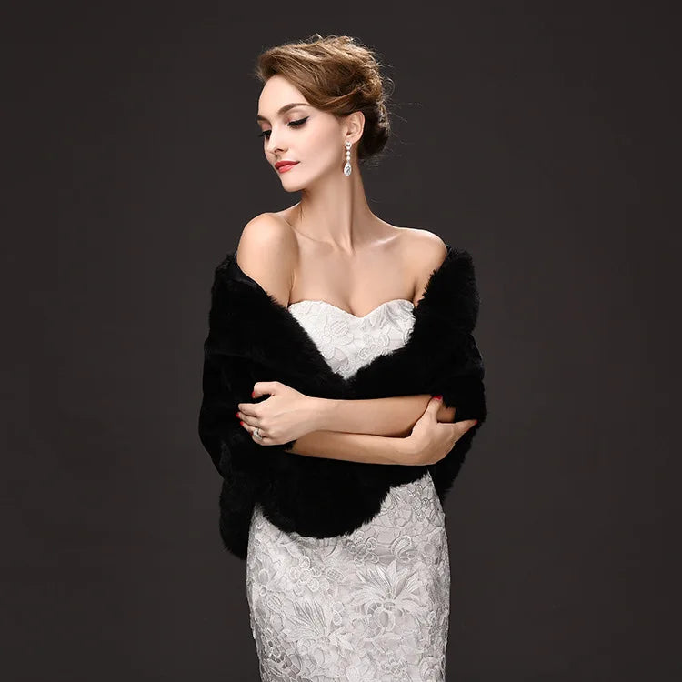 Luxury Faux Fur Scarf Cape Winter Warm Bolero Bridal  Poncho Elegant Soft  Mink Female Wedding Cloak  Jacket E162