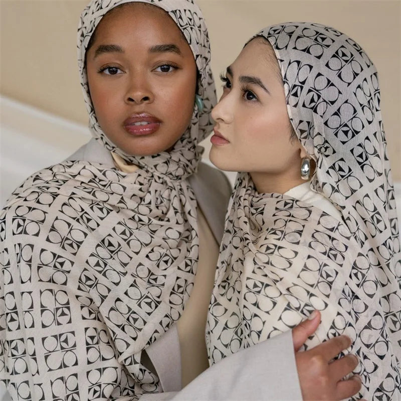 1Pcs Islam Ramadan Watercolor Print Hijab Women Bohemian Soft Muslim Hijabs Foulard Femme Shawl Wrap Scarf Headscarf