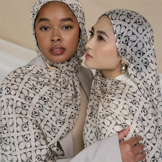 1Pcs Islam Ramadan Watercolor Print Hijab Women Bohemian Soft Muslim Hijabs Foulard Femme Shawl Wrap Scarf Headscarf