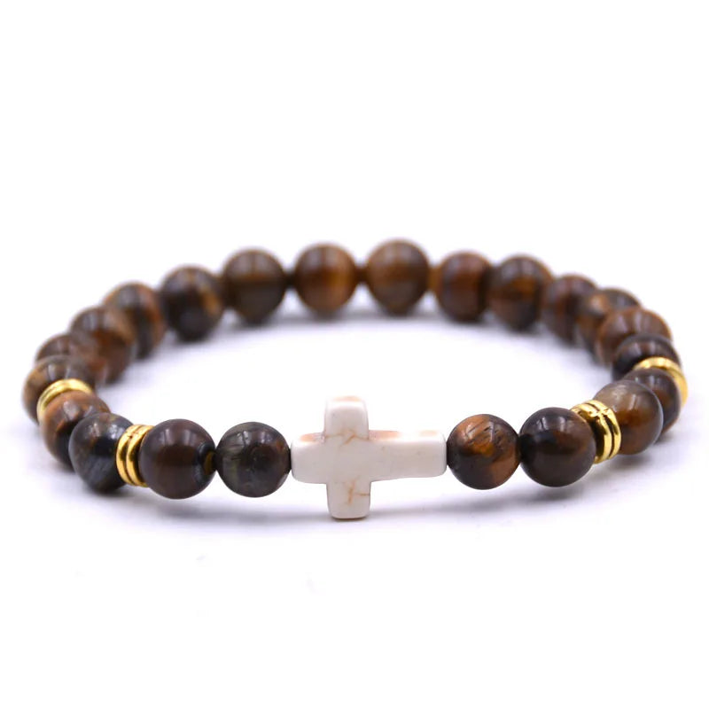 New Fashion Women's Creative Colorful Volcanic Stone Cross Crystal Bracelet Festival Lover DIY Charm Jewelry Foot Chain Gift