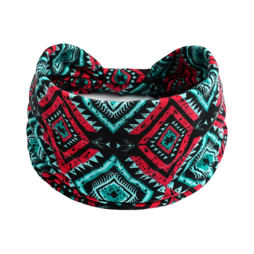 Bohemian Style Elastic Hair Bands Yoga Headband Women Headwear Print Vintage Cross Unisex Scrunchies Hair Accessories