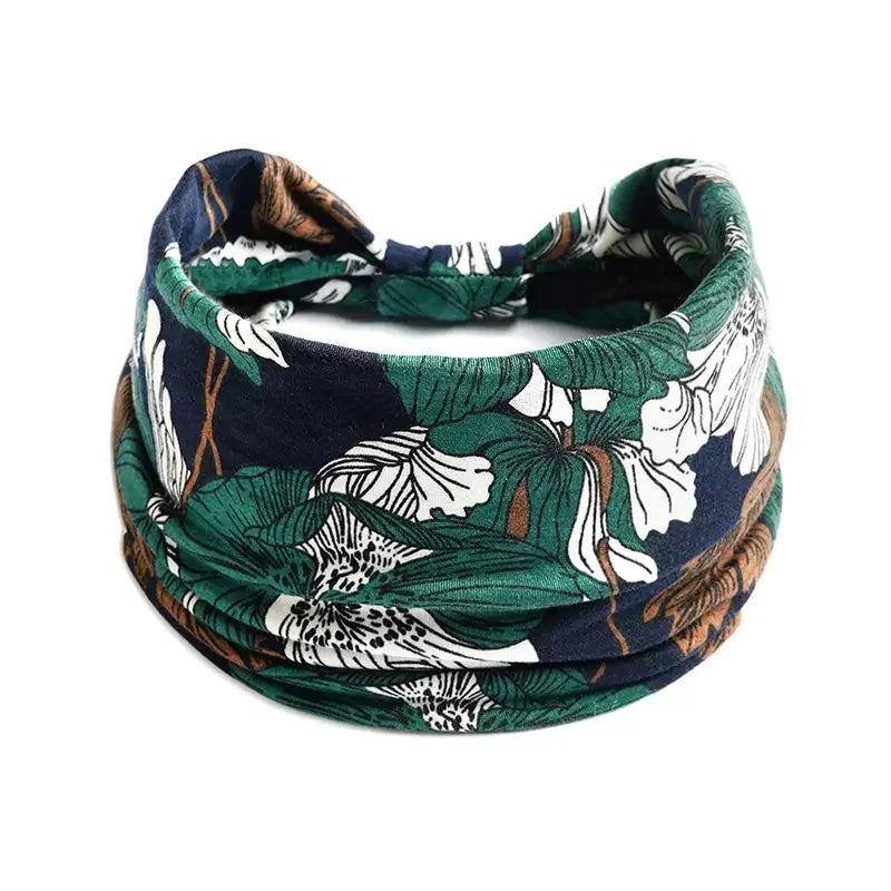 Bohemian Style Elastic Hair Bands Yoga Headband Women Headwear Print Vintage Cross Unisex Scrunchies Hair Accessories