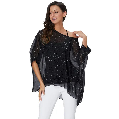 BHflutter Blouse Plus Size 2022 New Batwing Casual Summer Blouse Women Boho Chiffon Shirt Top Shirt Women