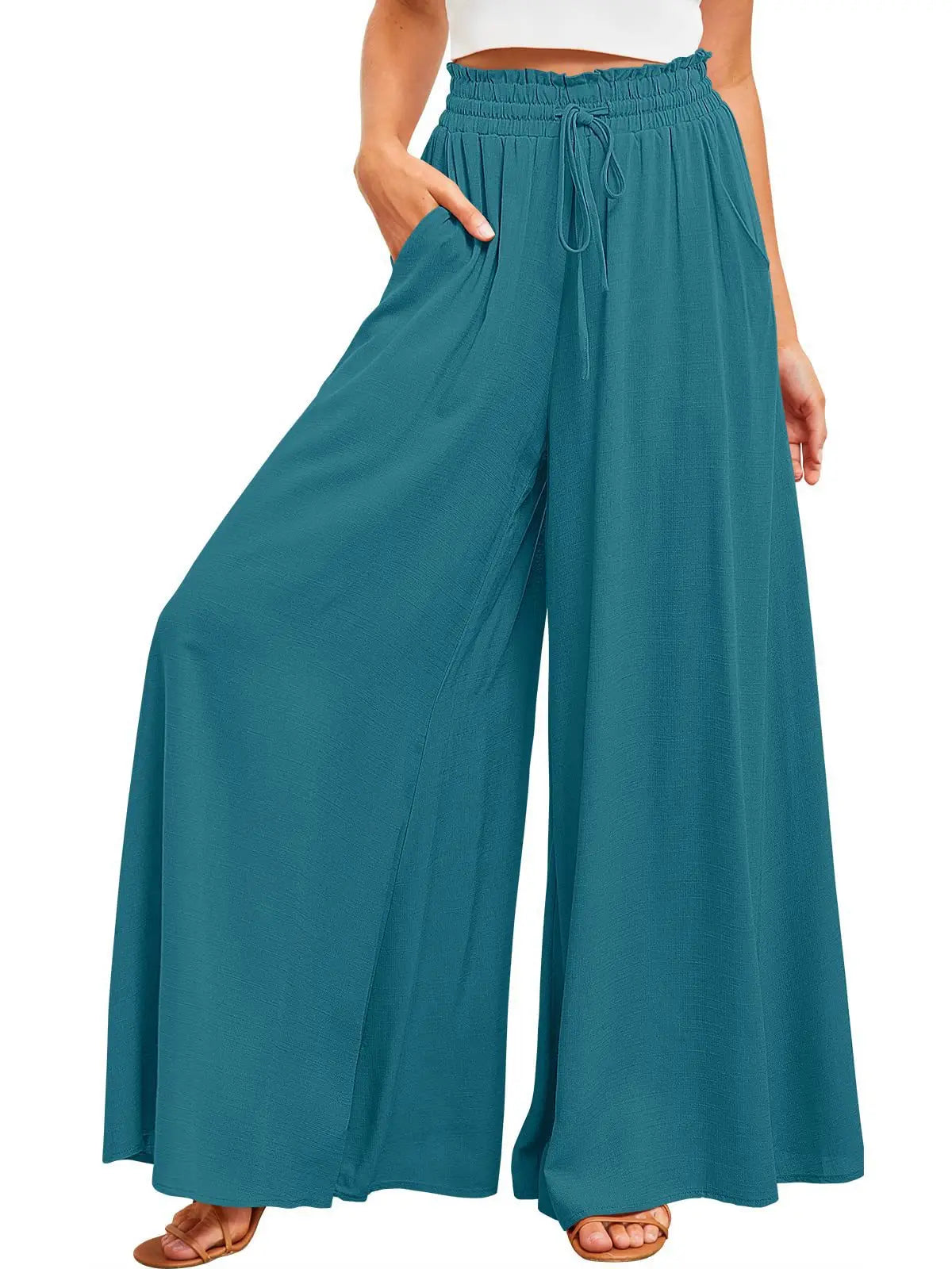 Women's Boho Pant Casual High Waist Loose Sweatpants Trousers Capris Wide Leg Pants Skirt Fashion Women Clothes Pantalones Mujer