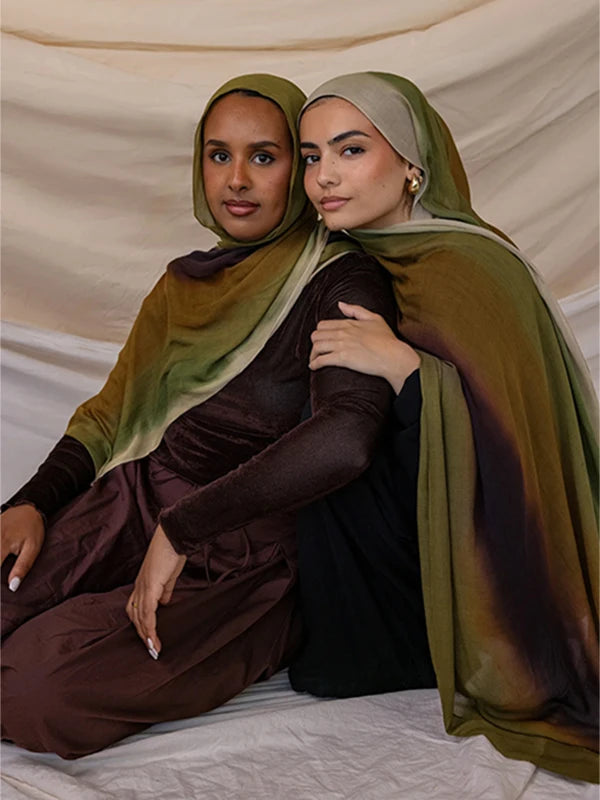 1Pcs Islam Ramadan Watercolor Print Hijab Women Bohemian Soft Muslim Hijabs Foulard Femme Shawl Wrap Scarf Headscarf