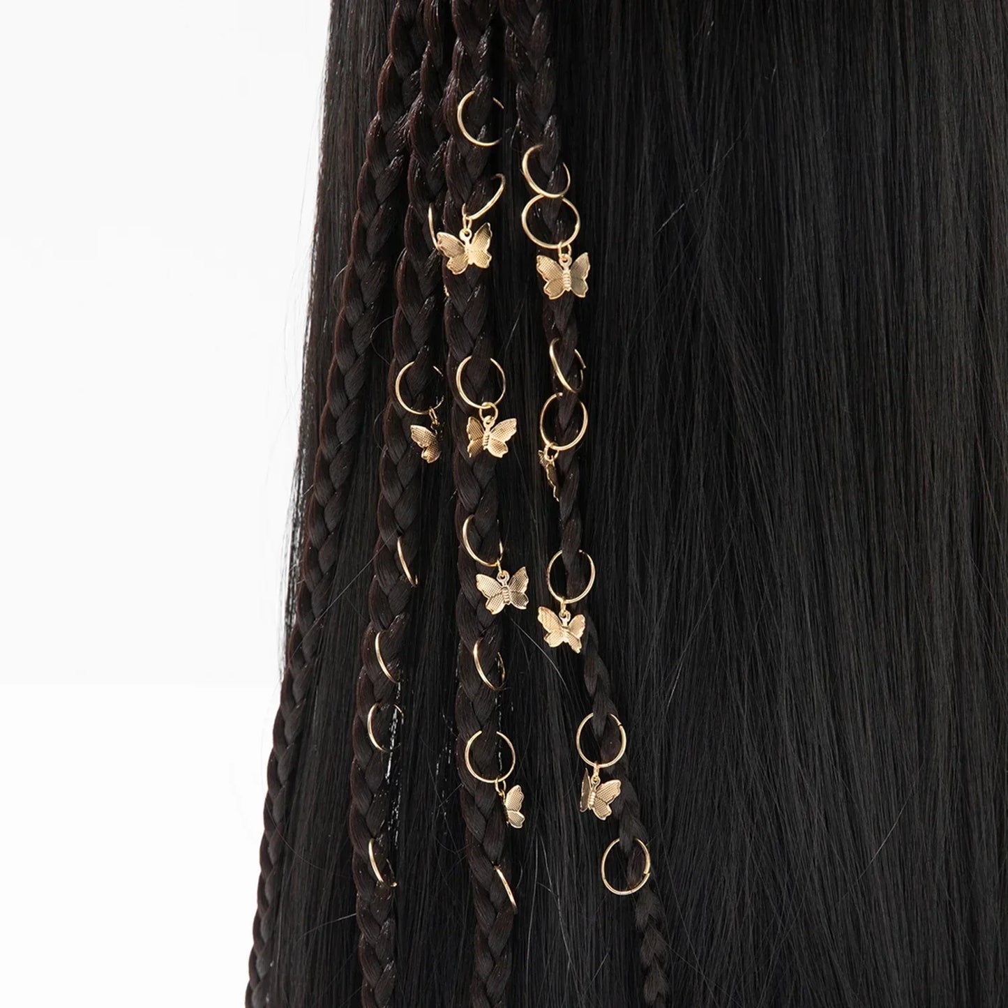 20pcs Boho Butterfly Hair Ring Dreadlocks Beads Hair Braid Rings Clips Dread Locks Hair Braiding Accessories