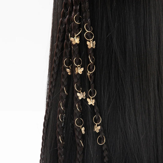 20pcs Boho Butterfly Hair Ring Dreadlocks Beads Hair Braid Rings Clips Dread Locks Hair Braiding Accessories