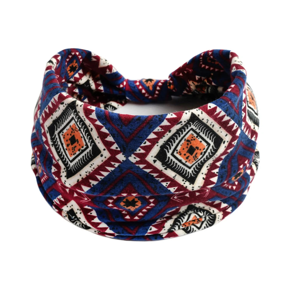Bohemian Style Elastic Hair Bands Yoga Headband Women Headwear Print Vintage Cross Unisex Scrunchies Hair Accessories
