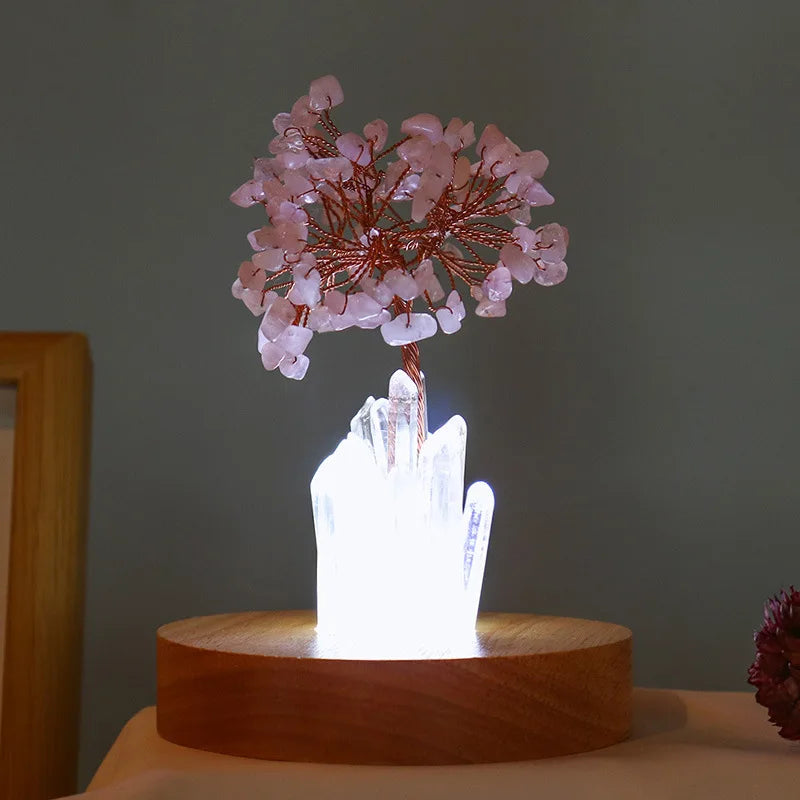 Natural Energy Amethyst Tree Night Light Holder Lrregular Room Decoration Healing Ornament Collection Headlamp Reiki Gift