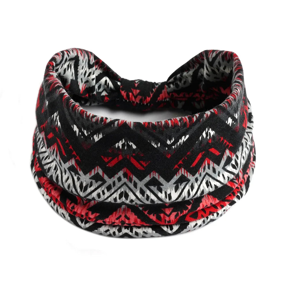 Bohemian Style Elastic Hair Bands Yoga Headband Women Headwear Print Vintage Cross Unisex Scrunchies Hair Accessories