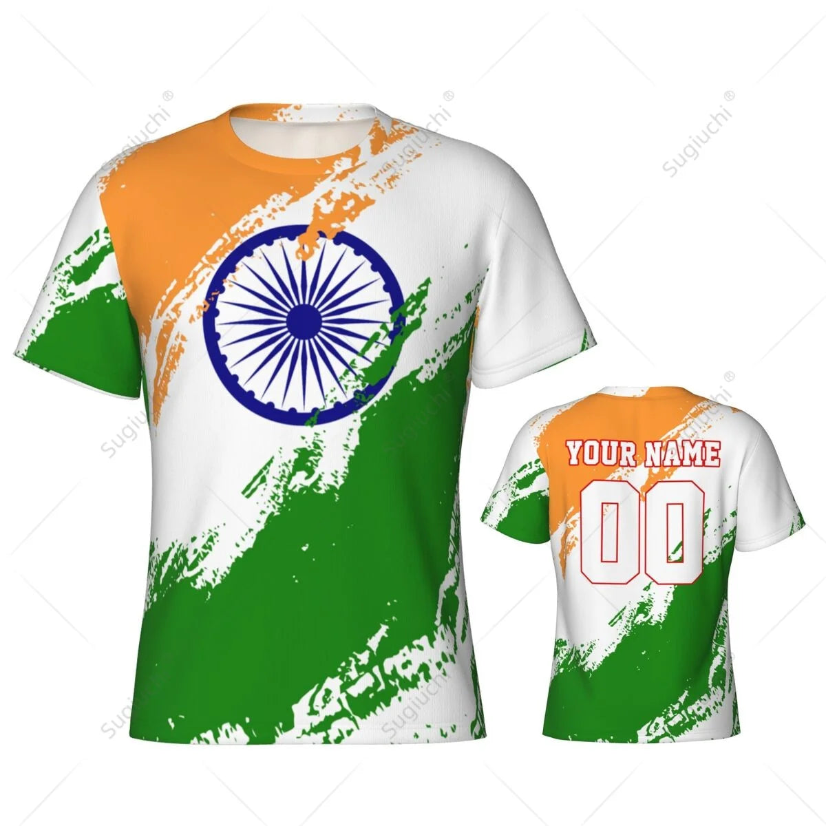 Custom Name Nunber India Flag Color Men Tight Sports T-shirt Women Tees jersey For Soccer Football Fans