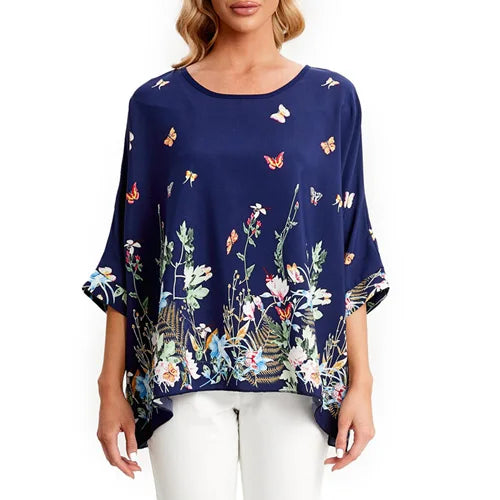 BHflutter Blouse Plus Size 2022 New Batwing Casual Summer Blouse Women Boho Chiffon Shirt Top Shirt Women