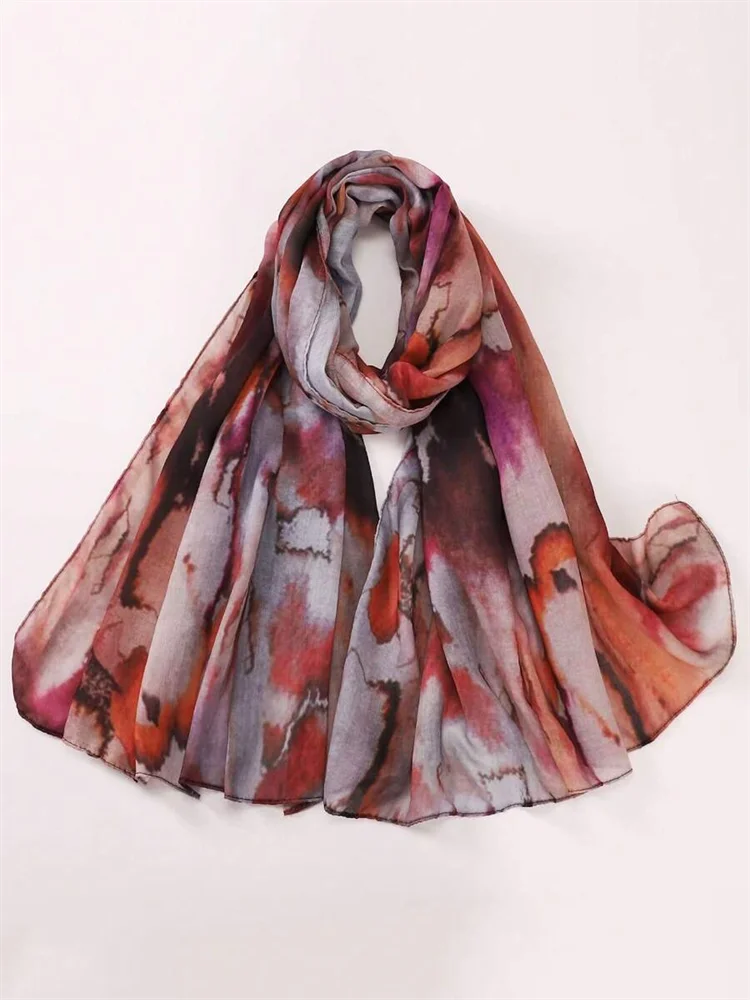 1Pcs Islam Ramadan Watercolor Print Hijab Women Bohemian Soft Muslim Hijabs Foulard Femme Shawl Wrap Scarf Headscarf