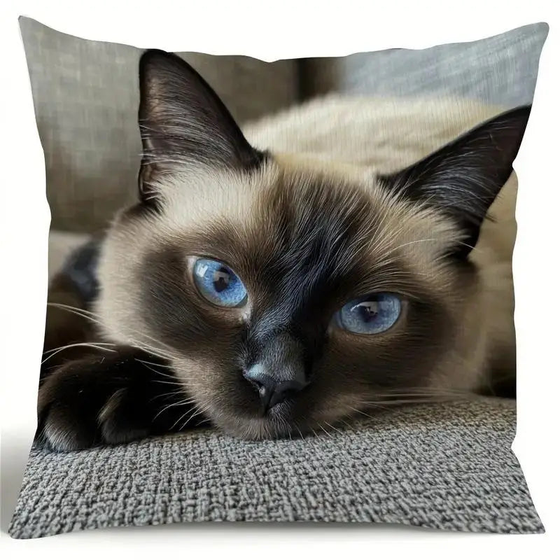 Vibrant Bohemian Style Short Plush Pillow Cover 45x45cm Charming Kitten Living Room Bedroom Decor