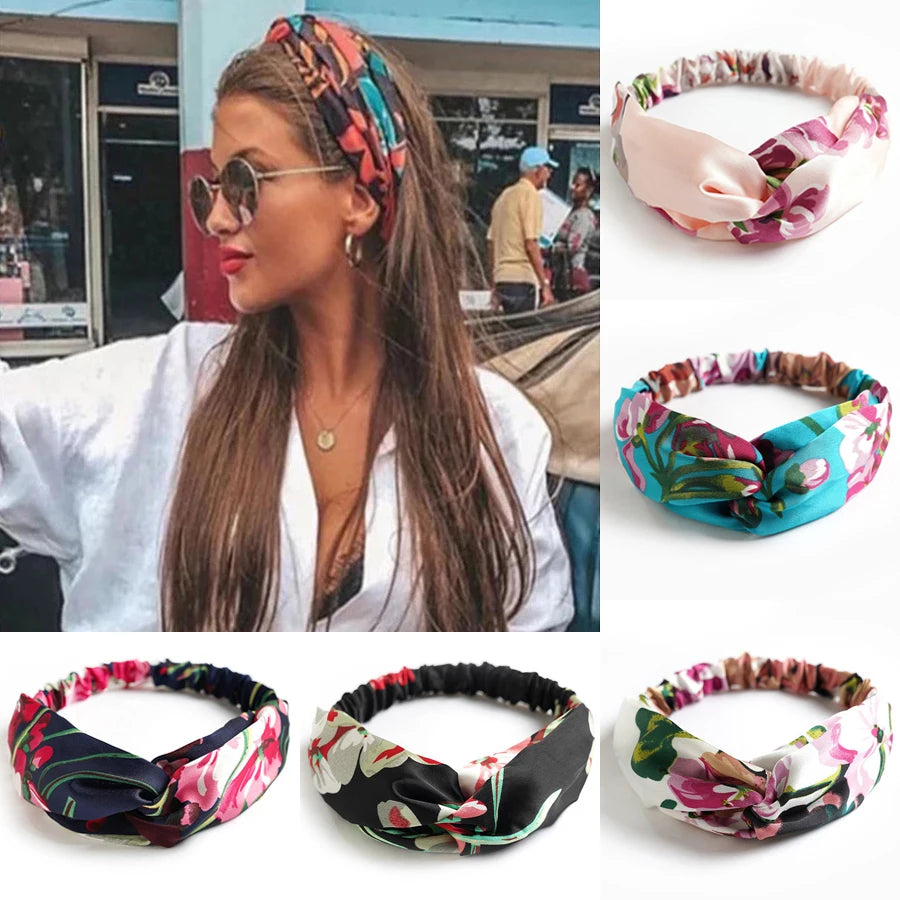 2022 New Fashion Women Summer Style Headbands Bohemian Girl Cross Turban Bandage Bandanas Hairbands Headwear Hair Accessories