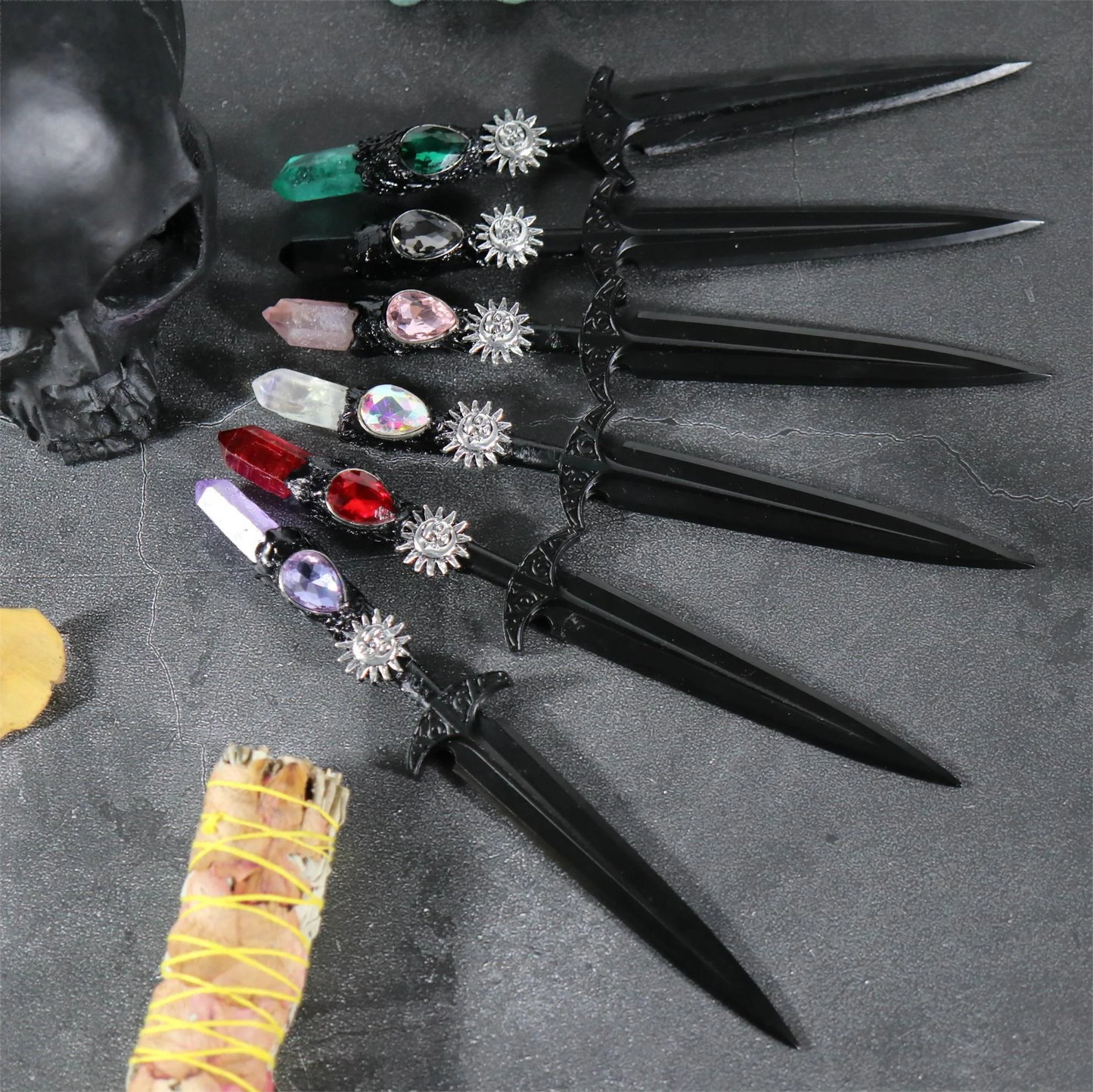 Crystal Metal Sword 88-96g Witch Altar hair Accessories Wizard stick Energy Pagan Cosplay Elf Gothic Dark Magic Wand Witch Gift