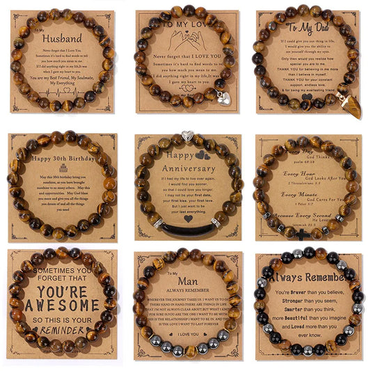 Fashion Tiger Eye Beaded Bracelet Natural Stone Stretch Bracelet With Different Blessings Women Men Protection Spiritual Jewelry